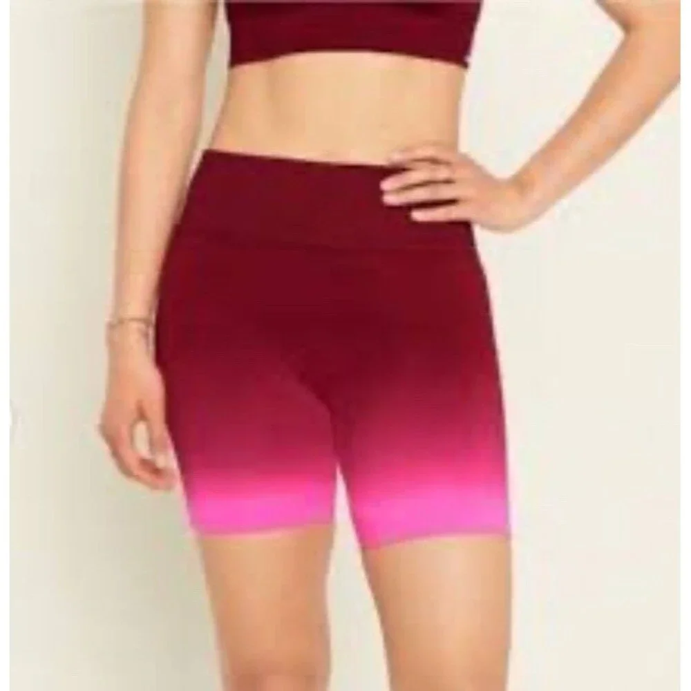 Pink Active Hombre Bike Gym Shorts Sz Large Ribbed Textured Cycling Workout Yoga